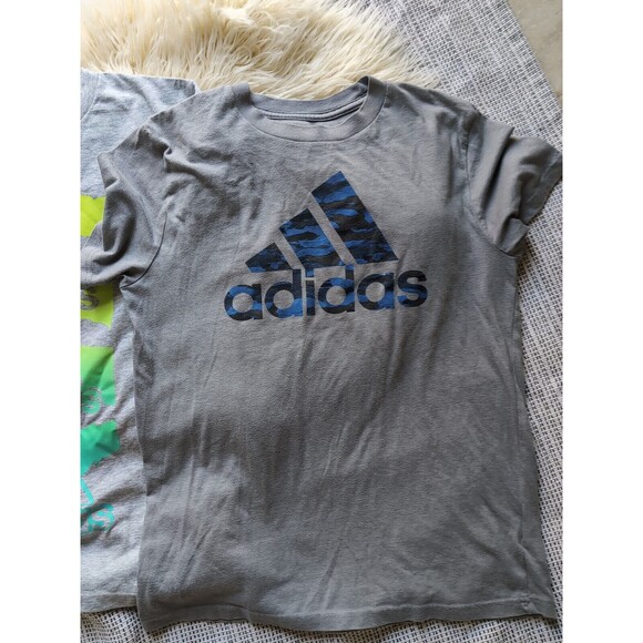 (2) Gray ADIDAS Boy's size 10/12 CLIMATE SHIRT Logo Shirts Short Sleeve Casual - Picture 3 of 11